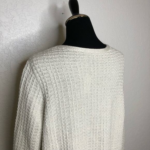 Talbots white ivory silver metallic open front long sweater jacket size 1X NWT - Picture 11 of 14